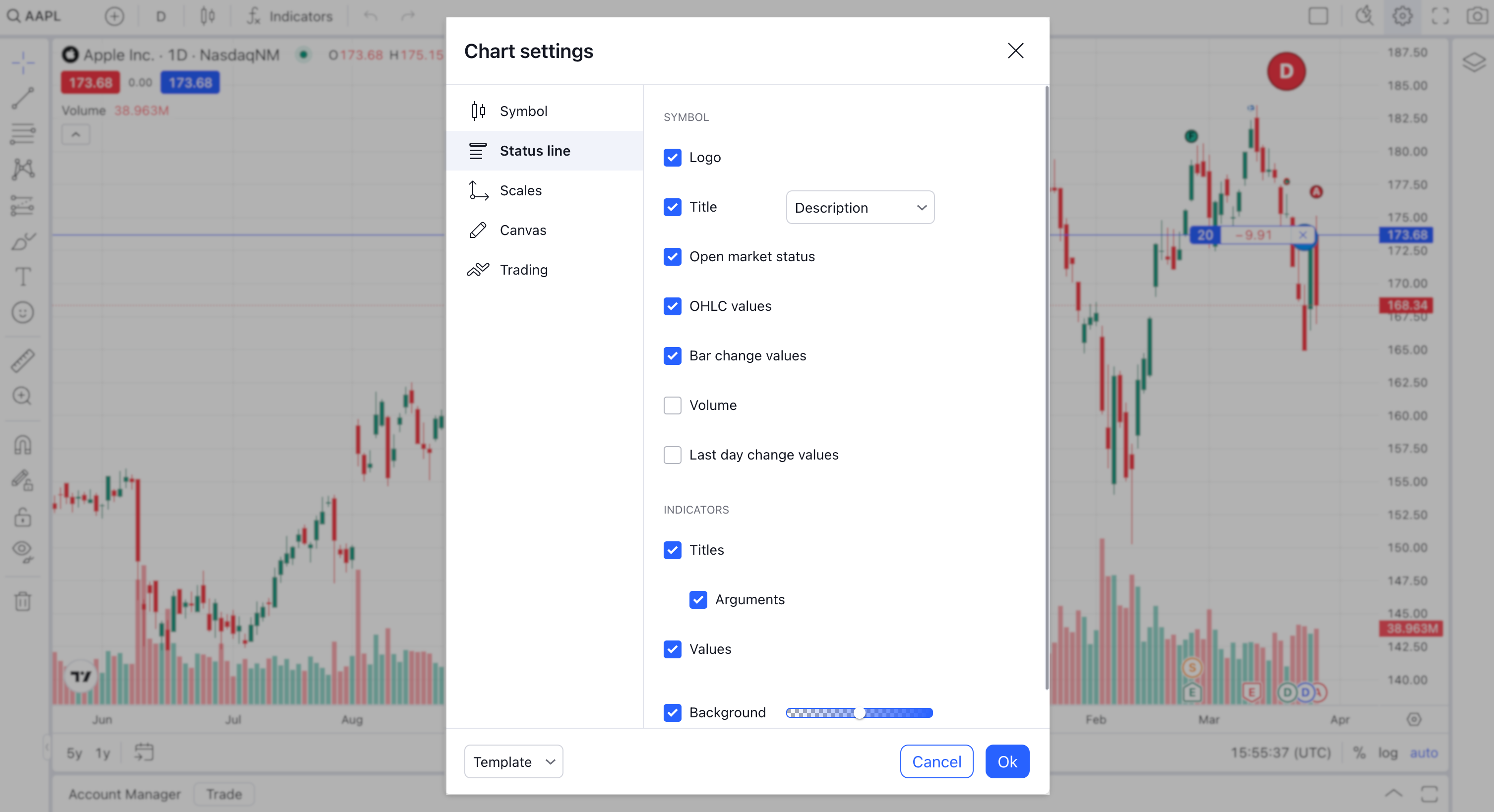 Chart settings